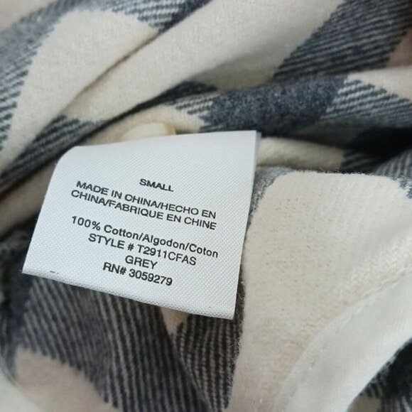 Altar'd State Plaid Flannel Shirt Button Down Gray Cream Womens Size Small - Picture 6 of 6